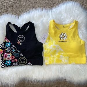 Justice Girls Sport Bras 2 Pack Longline Racerback & Removible Pads.NWT